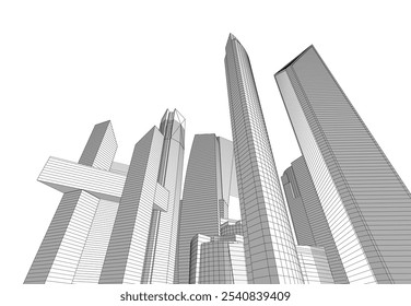 Abstract architecture vector 3d drawing