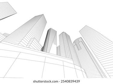 Arquitetura abstrata vetor desenho 3d