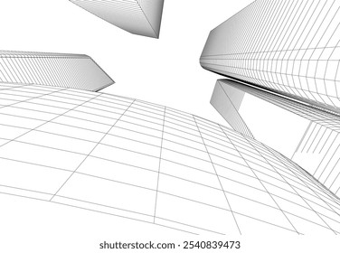 Abstract architecture vector 3d drawing