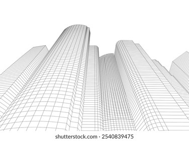 Abstract architecture vector 3d drawing