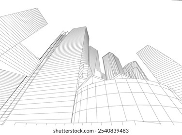 Abstrakte Architektur, Vektor 3D-Zeichnung
