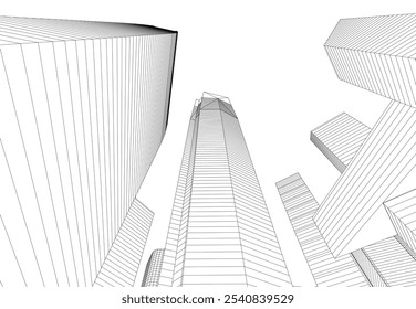 Abstract architecture vector 3d drawing