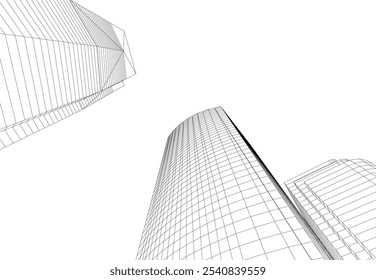 Abstract architecture vector 3d drawing