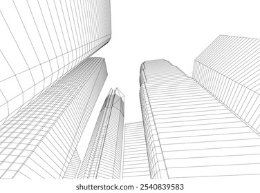 Abstract architecture vector 3d drawing