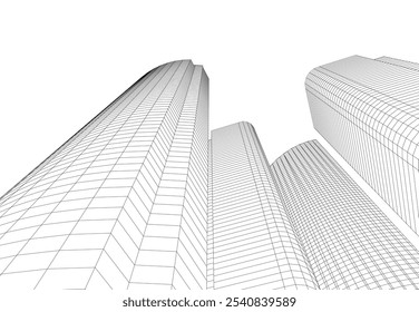 Abstract architecture vector 3d drawing