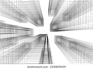 Arquitetura abstrata vetor desenho 3d