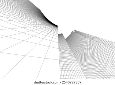 Abstract architecture vector 3d drawing