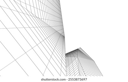 Abstract architecture vector 3d drawing