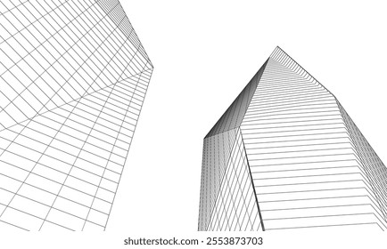 Abstract architecture vector 3d drawing