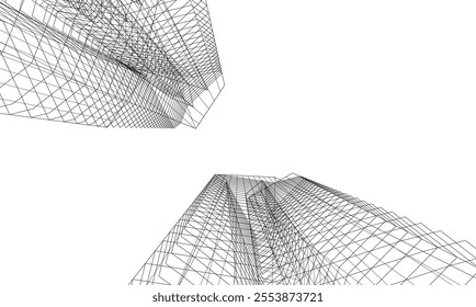 Abstract architecture vector 3d drawing