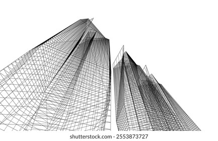 Abstract architecture vector 3d drawing