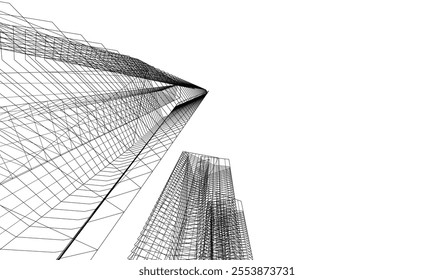 Abstract architecture vector 3d drawing