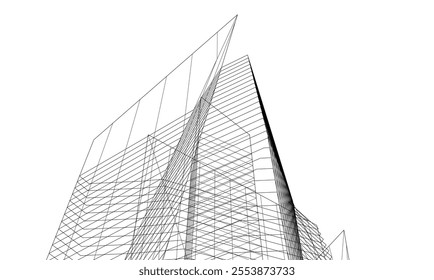 Abstract architecture vector 3d drawing