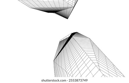 Abstract architecture vector 3d drawing
