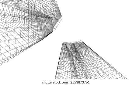 Abstract architecture vector 3d drawing