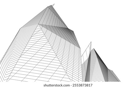 Abstract architecture vector 3d drawing