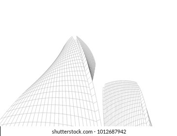 abstract architecture vector 3d illustration