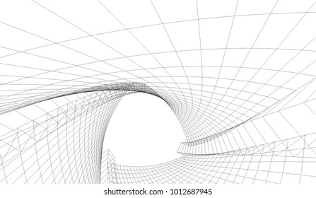 abstract architecture vector 3d illustration