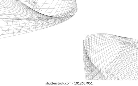 abstract architecture vector 3d illustration