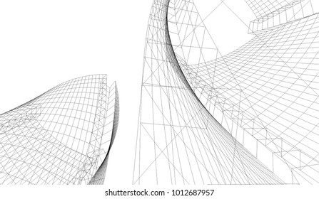 abstract architecture vector 3d illustration