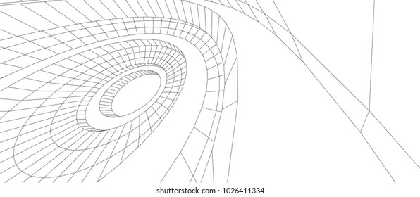 abstract architecture vector 3d illustration