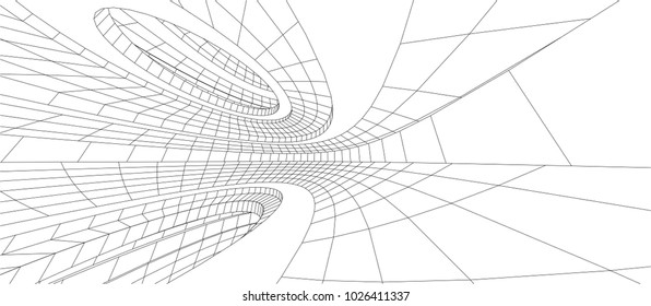 abstract architecture vector 3d illustration