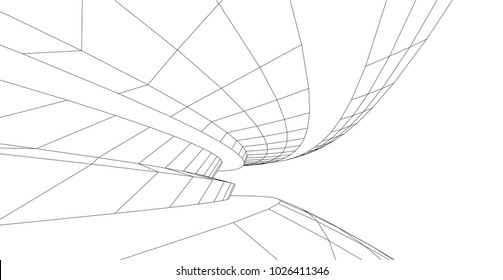 abstract architecture vector 3d illustration