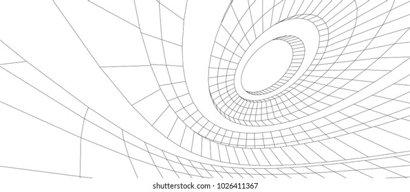 abstract architecture vector 3d illustration