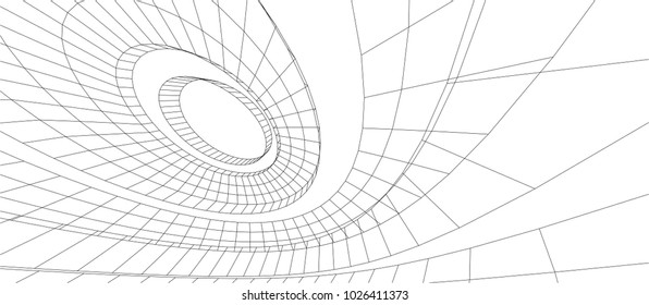 abstract architecture vector 3d illustration