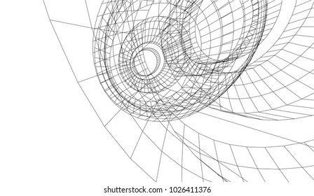 abstract architecture vector 3d illustration