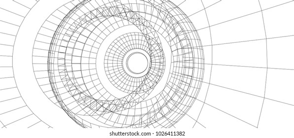 abstract architecture vector 3d illustration