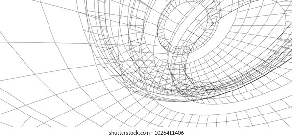 abstract architecture vector 3d illustration