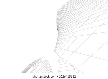 abstract architecture vector 3d illustration