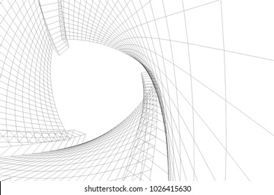 abstract architecture vector 3d illustration