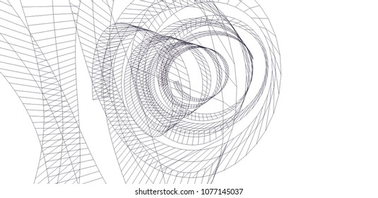 abstract architecture vector 3d illustration