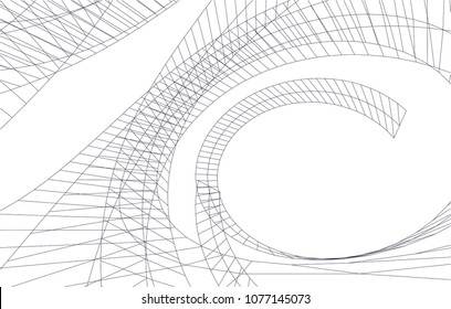 abstract architecture vector 3d illustration