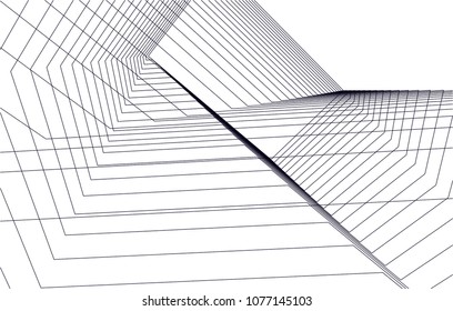 abstract architecture vector 3d illustration