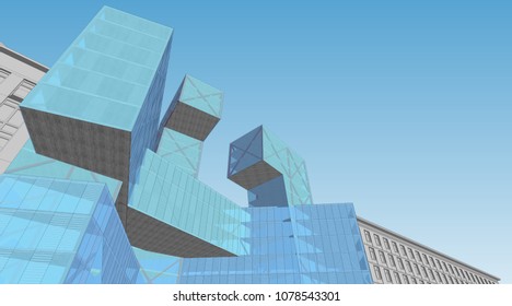 abstract architecture vector 3d illustration