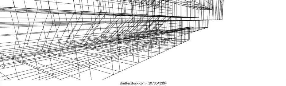 abstract architecture vector 3d illustration