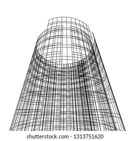 abstract architecture vector 3d illustration
