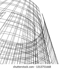 abstract architecture vector 3d illustration
