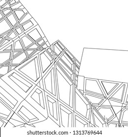 abstract architecture vector 3d illustration