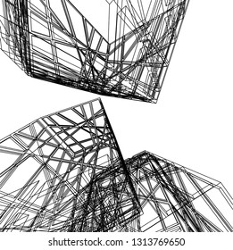 abstract architecture vector 3d illustration