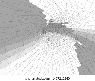 abstract architecture vector 3d illustration
