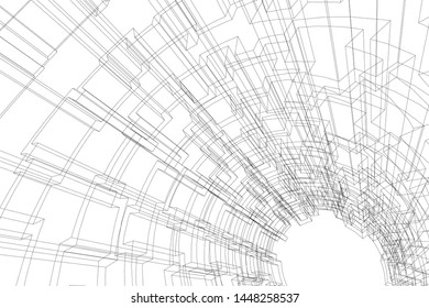 abstract architecture vector 3d illustration