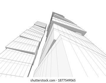 Abstract architecture vector 3d illustration