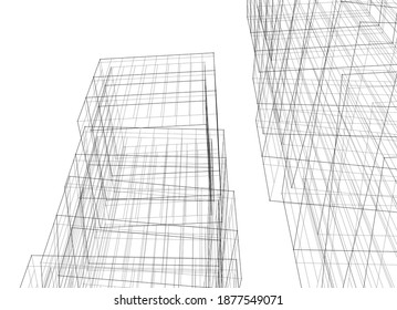 Abstract architecture vector 3d illustration
