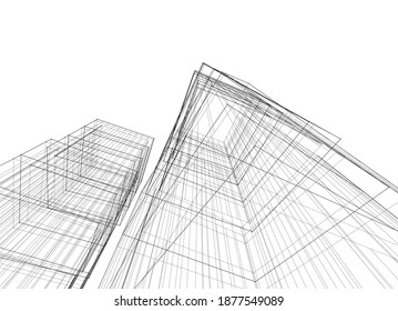 Abstract architecture vector 3d illustration