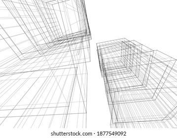 Abstract architecture vector 3d illustration