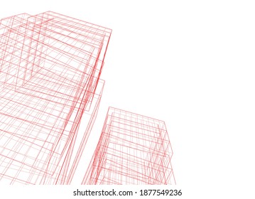 Abstract architecture vector 3d illustration